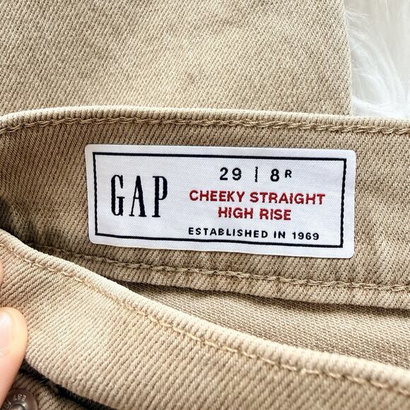Gap Cheeky Straight High Rise Jeans Tan Button Fly Size 8/29 R cd91 - Picture 3 of 5